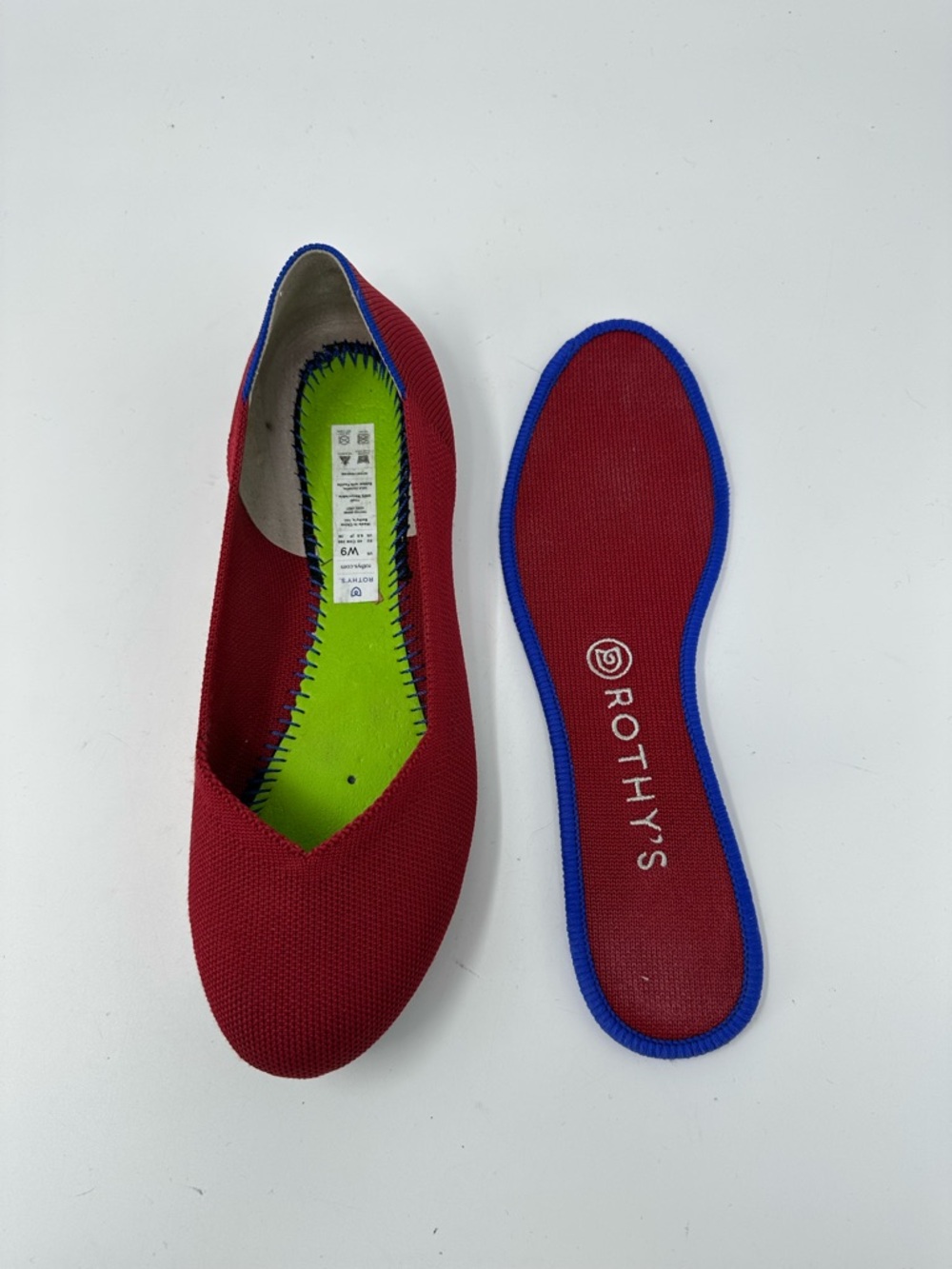Rothy's The Flat Red Round Toe Slip-On Ballet Flat Size 9 - Picture 11 of 15